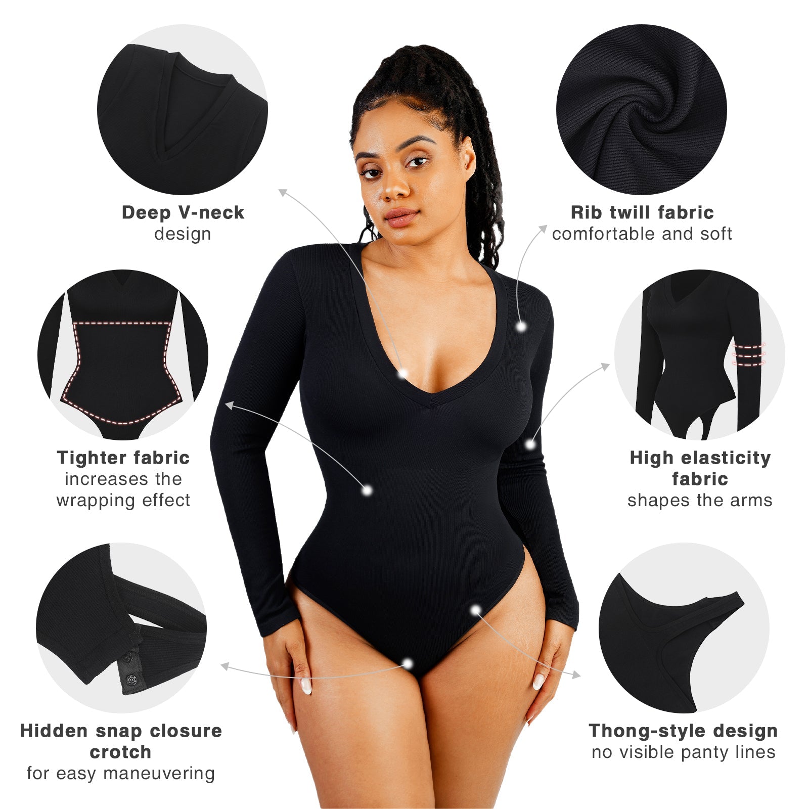V-Neck Thong Bodysuit