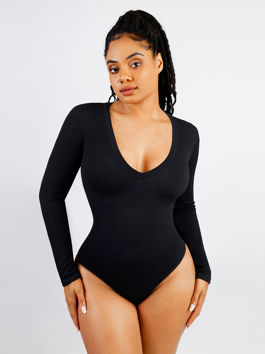 V-Neck Thong Bodysuit