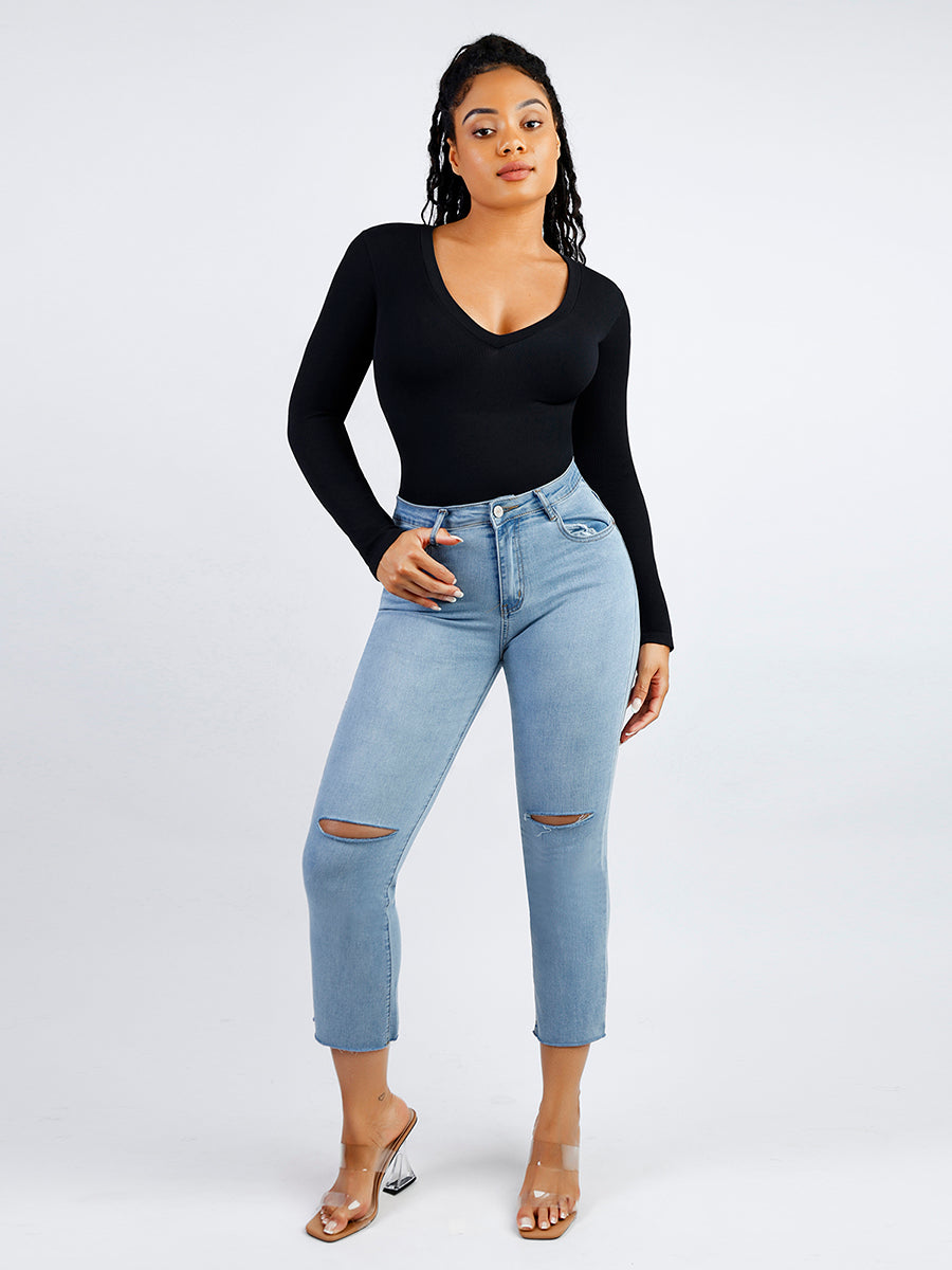 V-Neck Thong Bodysuit