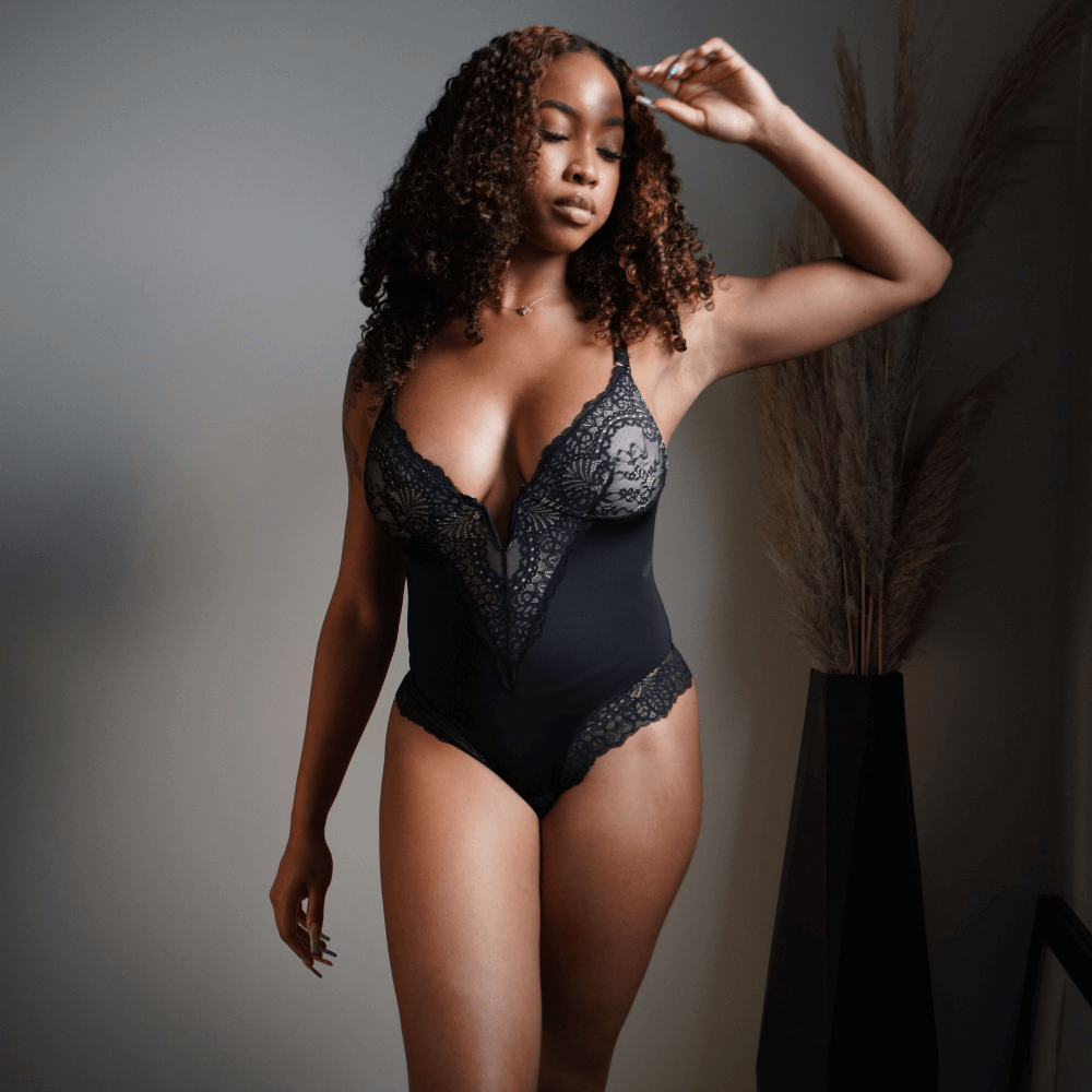 Lace Deep-V Neck Bodysuit