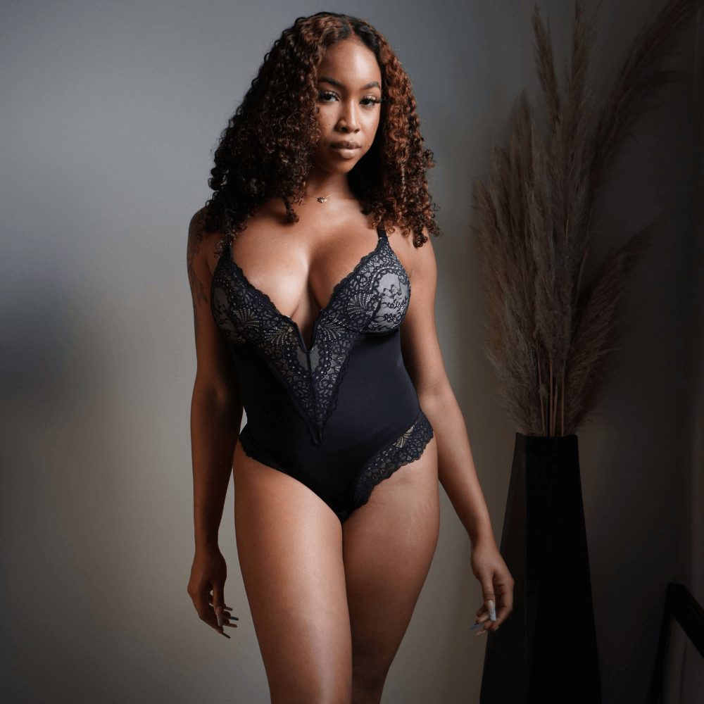 Lace Deep-V Neck Bodysuit