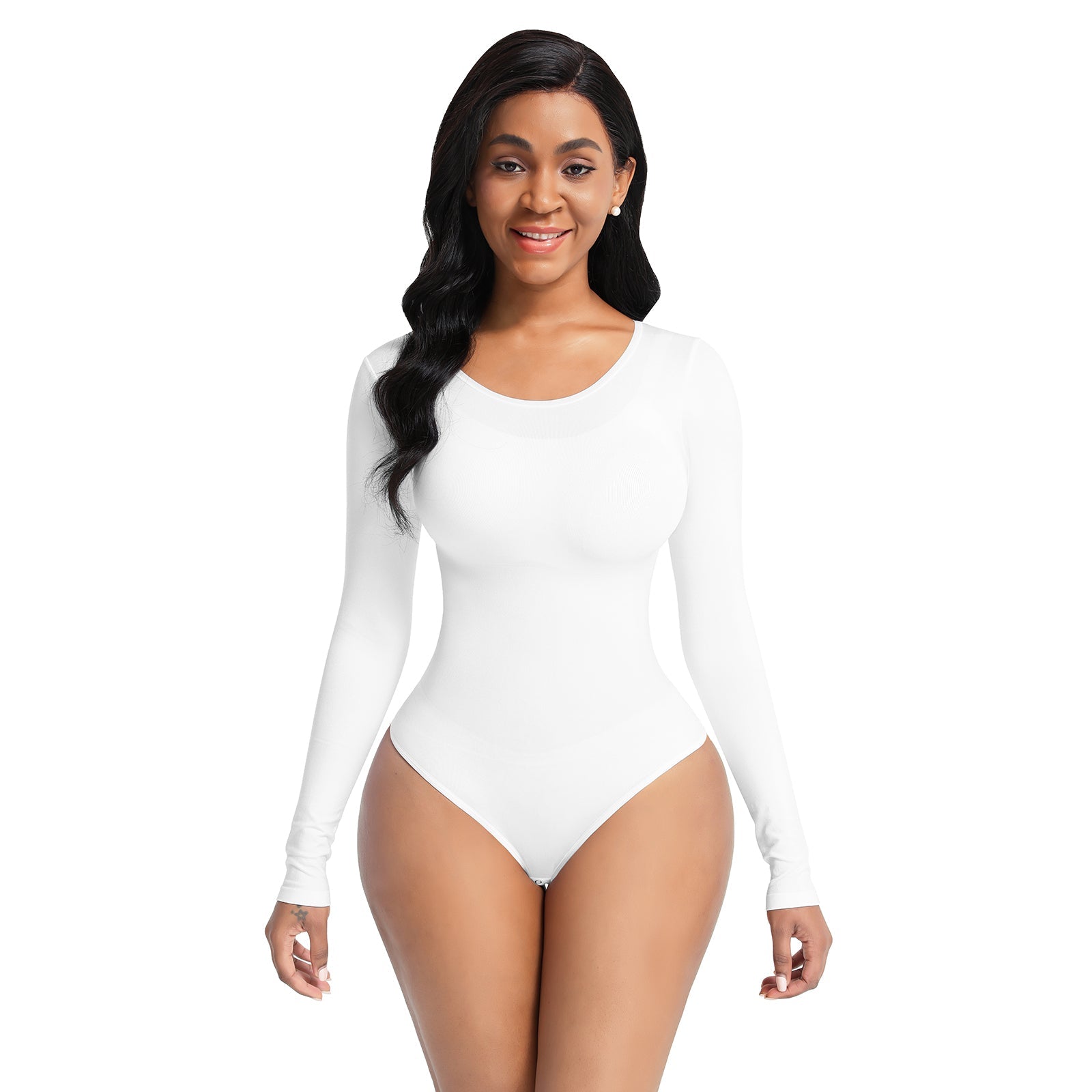 Buttercream Full Sleeve Thong Bodysuit