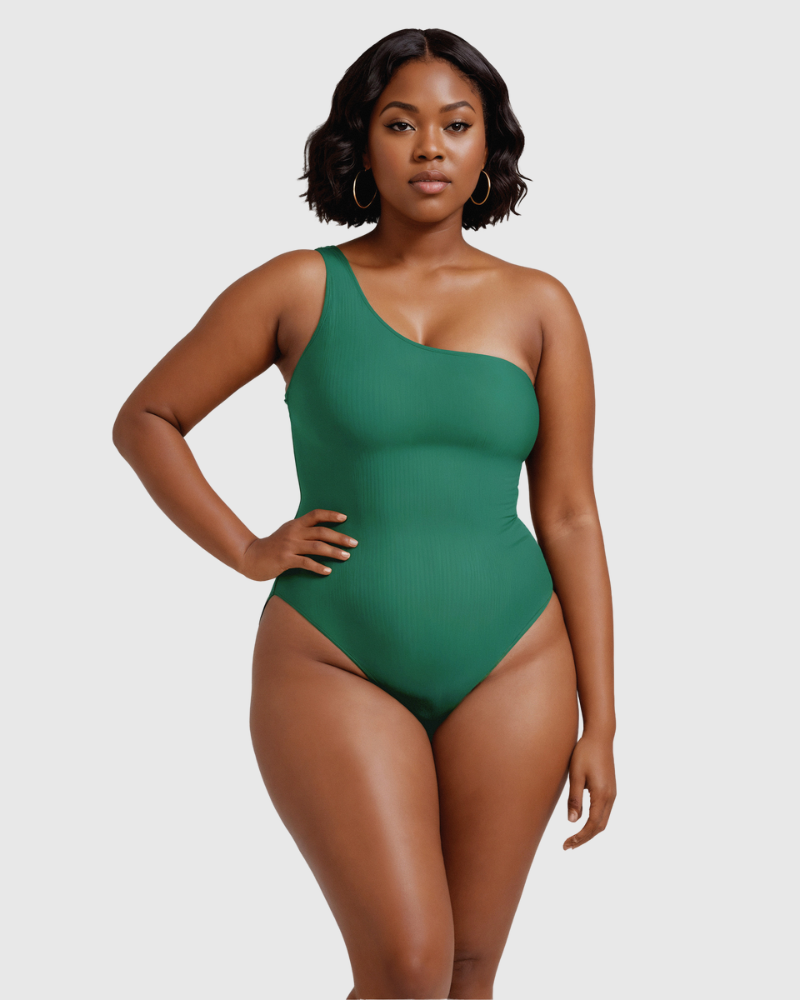 One Shoulder Ribbed Bodysuit (Single Strap)