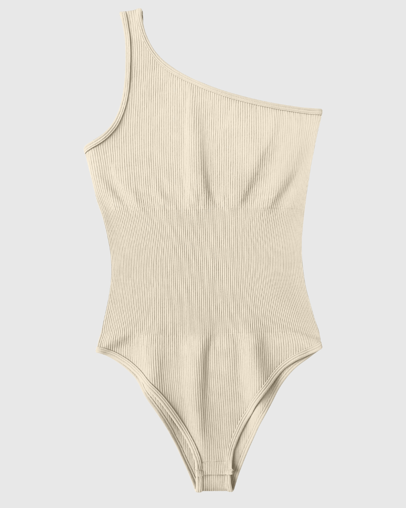 One Shoulder Ribbed Bodysuit (Single Strap)