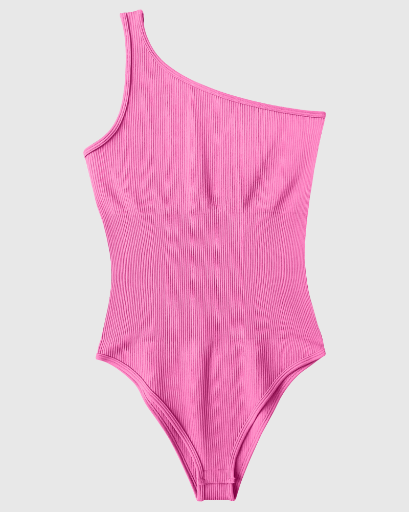 One Shoulder Ribbed Bodysuit (Single Strap)