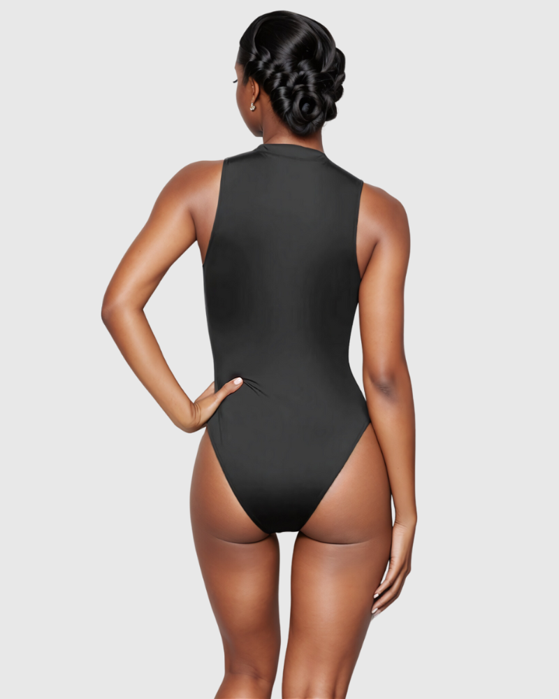 Closed Neck Zip-Up Snatched Swimsuit