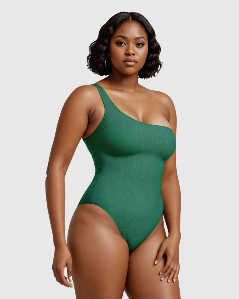 One Shoulder Ribbed Bodysuit (Single Strap)