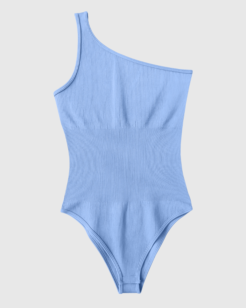 One Shoulder Ribbed Bodysuit (Single Strap)