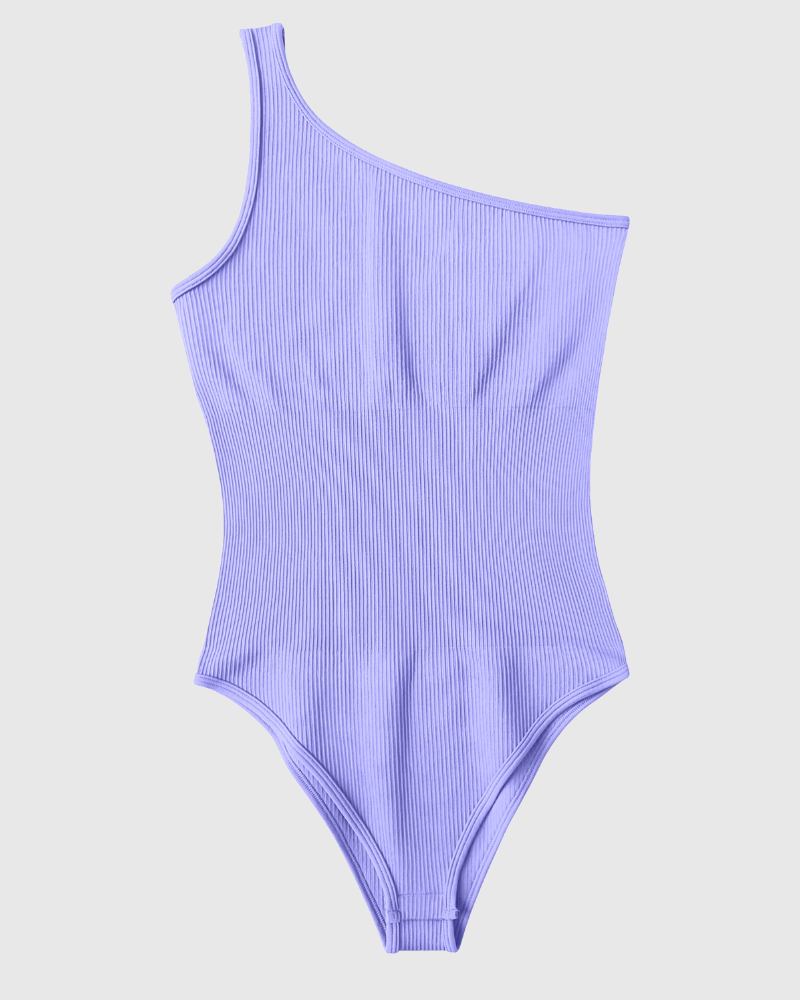 One Shoulder Ribbed Bodysuit (Single Strap)