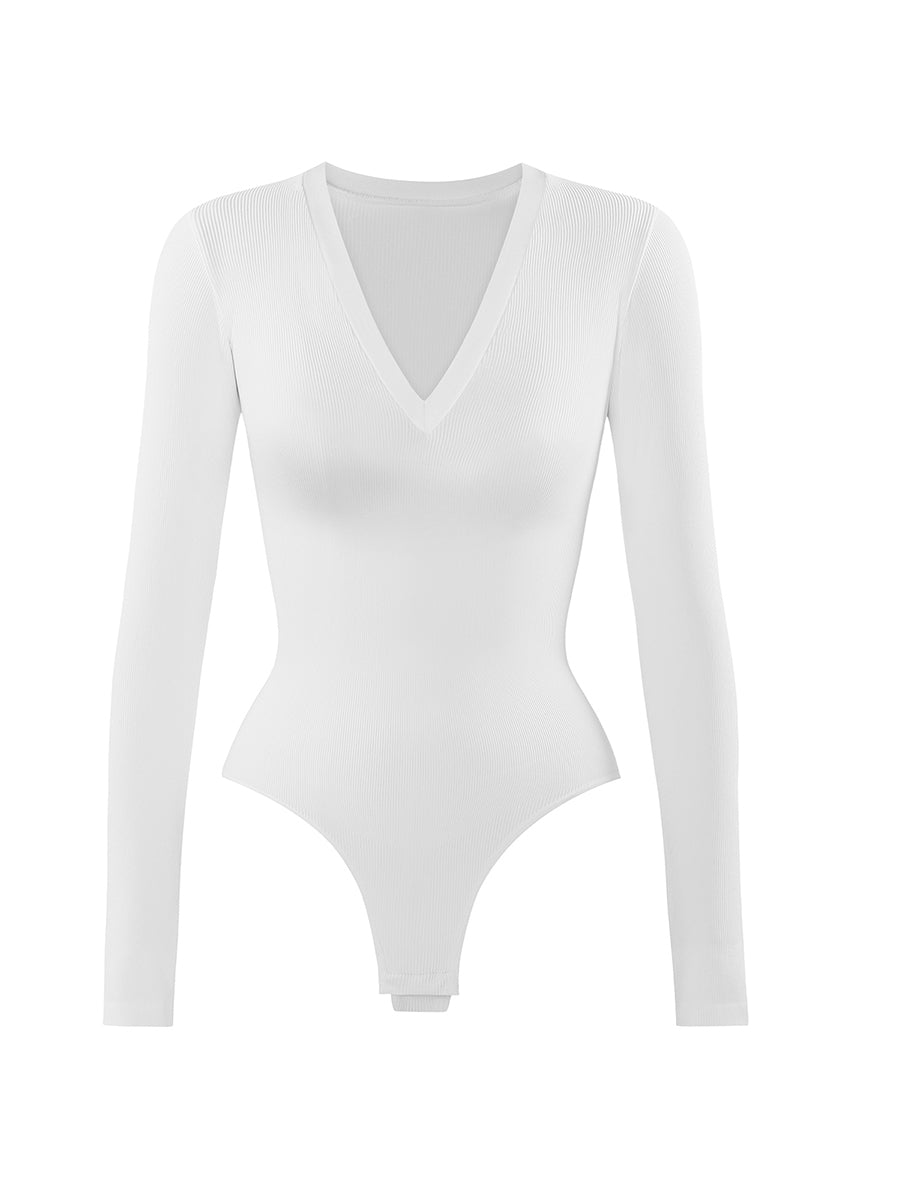 V-Neck Thong Bodysuit (Full Sleeve)