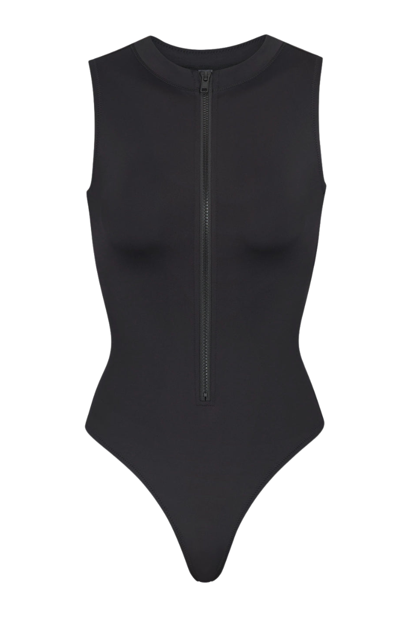 Closed Neck Zip-Up Snatched Swimsuit