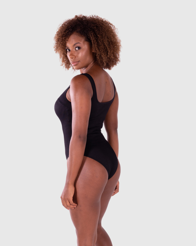 Square Neck Ribbed Bodysuit + FREE Non-Adhesive Nipple Cover Inserts