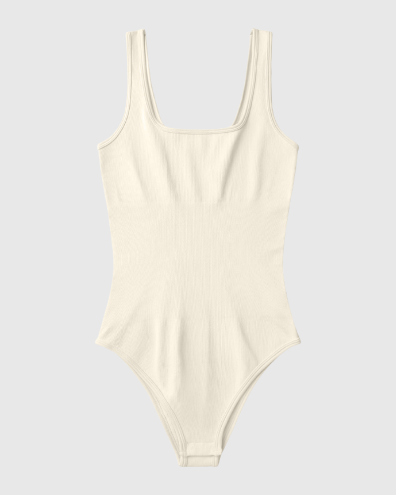 Square Neck Ribbed Bodysuit + FREE Non-Adhesive Nipple Cover Inserts