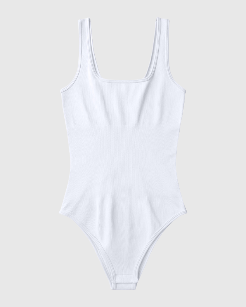 Square Neck Ribbed Bodysuit